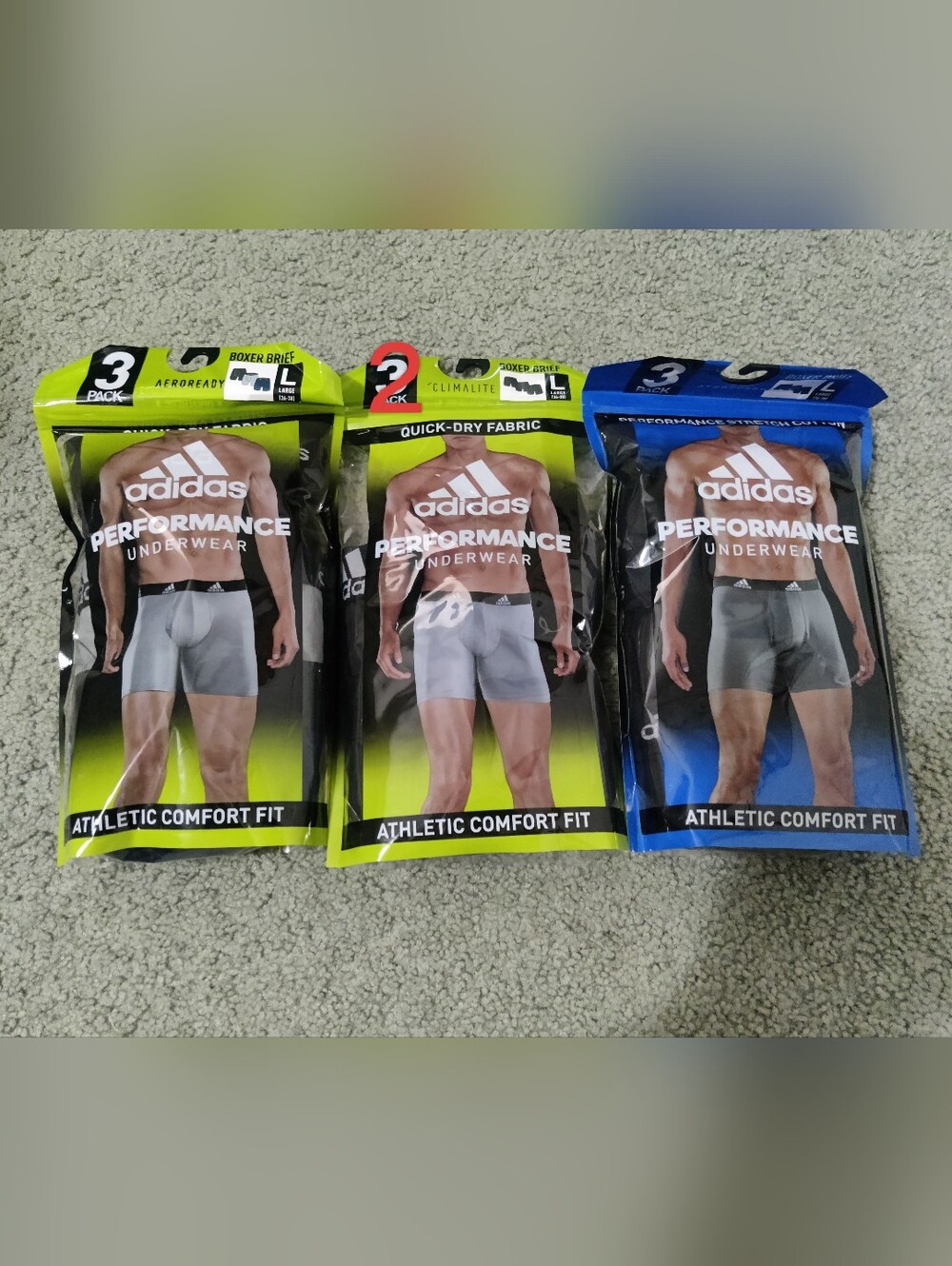 2x 3 Pack Adidas Performance Men’s Boxer Briefs, And 1x 2 Pack, Brand new
